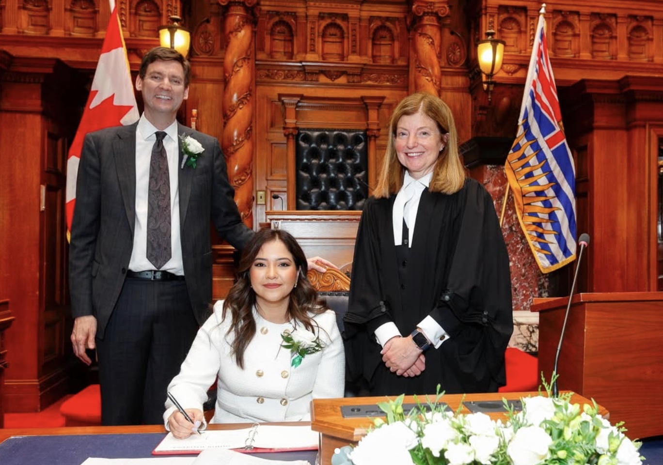 Amna Shah at a ceremony in the B.C. Legislature